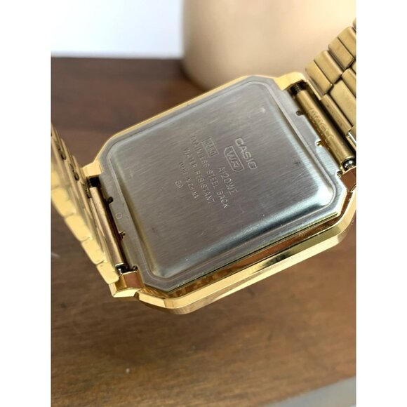 Casio Men's Watch A120WE Quartz Retro Digital Gold Stainless Steel 33mm - Picture 6 of 13